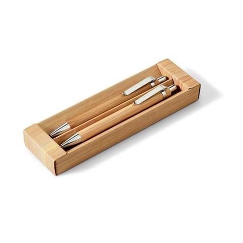 Kit stylo bille et porte-mine en bambou - Greeny | Crayon,stylo pas cher
