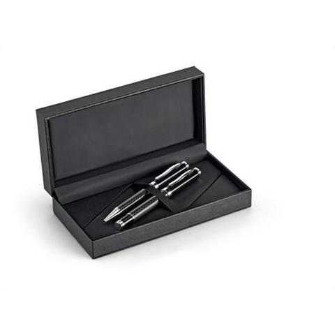 Kit roller et stylo à bille en métal et fibre de carbone avec mécanisme twist - Chess | Stylo pas cher