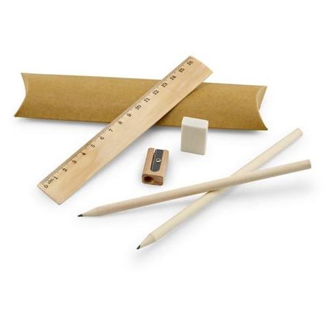 Set scolaire : règle, crayon, gomme et taille-crayon - Rhombus | Krokrodeal