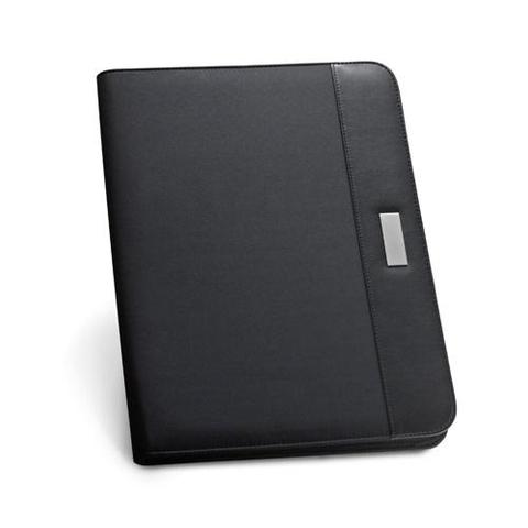 Porte-documents A4 en PU et microfibre avec bloc de feuilles lignées - Paszo | Conferencier pas cher