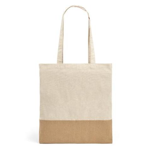Sac 100% coton (160 g/m²) avec détails en imitation jute - Mercat | Krokrodeal