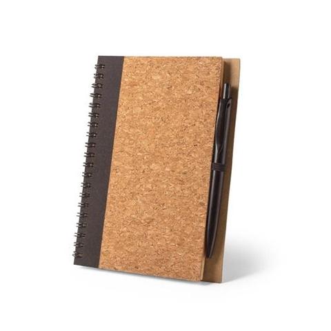 Carnet B6 en liège et rPET avec stylo bille - Vicente | Stylo,bloc-notes pas cher