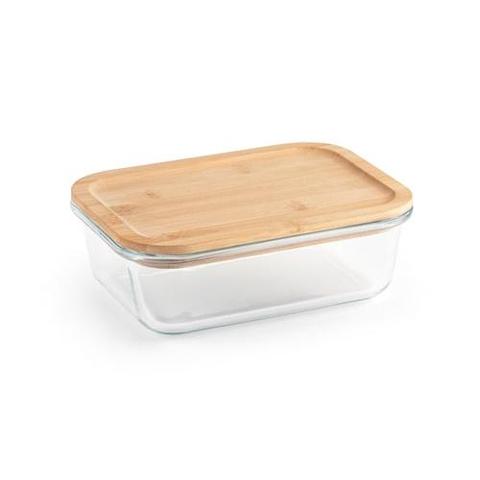 PORTOBELLO. Lunch Box. Boîte hermétique en verre borosilicaté et couvercle en bambou 1000 mL | Lunchbox,boite,verre pas cher
