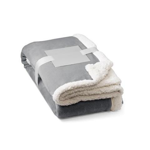 Couverture polaire réversible avec ruban de satin et carte personnalisée - Heiden | Sweat,plaid pas cher
