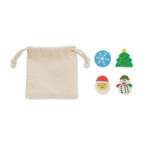 Set de 4 gommes de Noël - Rubbies | Krokrodeal