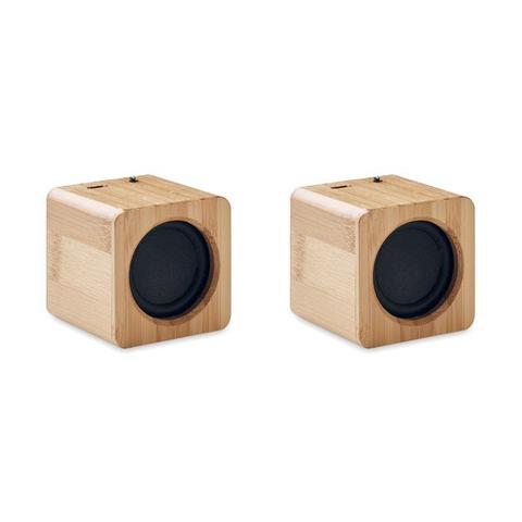 2 haut parleurs sans fil bambou - Audio set | Musique pas cher