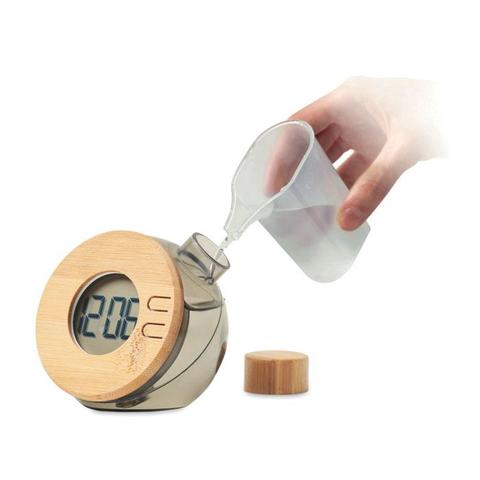 Horloge à eau LCD en bambou - Droppy lux | Krokrodeal