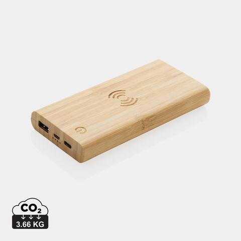 Powerbank 8000 mAh avec induction 5W en bambou | Batterie,chargeur pas cher