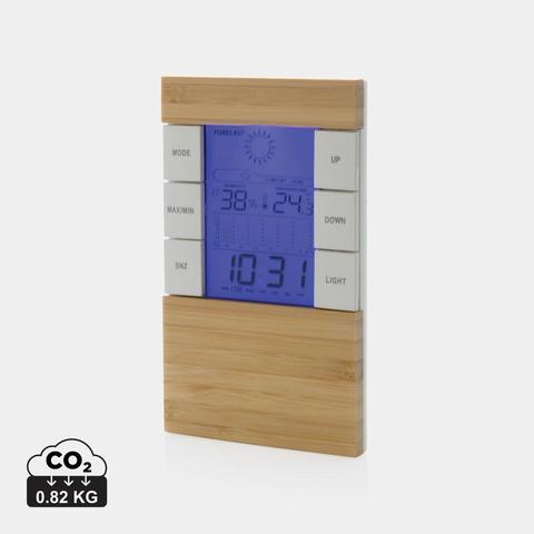 Station météo en bambou FSC® et plastique recyclé RCS Utah | Station-meteo pas cher