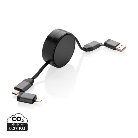 Câble rétractable 6 en 1 en aluminium recyclé Terra RCS | Cable pas cher