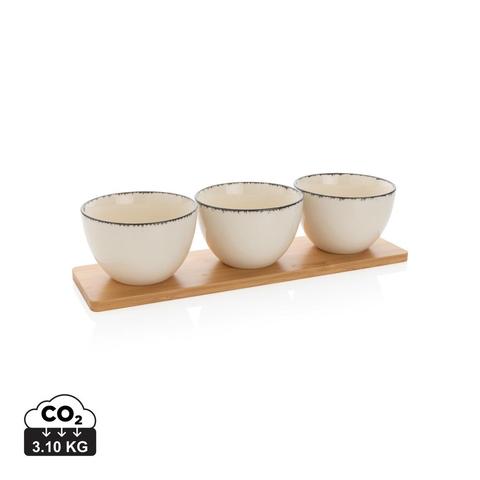 Set 3 bols de service avec plateau en bambou Ukiyo | Cuisine pas cher