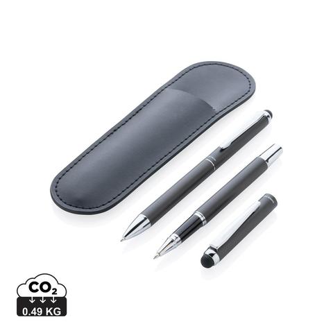Parure de stylos Swiss Peak deluxe dans une pochette en PU | Stylo pas cher