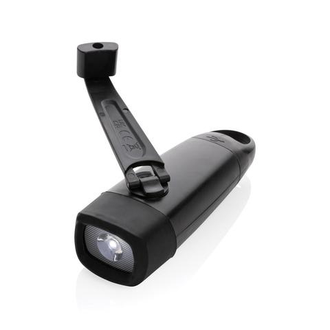 Torche rechargeable par USB avec manivelle en plastique RCS | Lampe pas cher