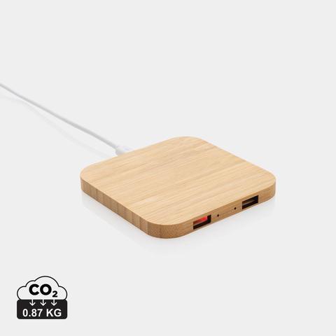 Chargeur sans fil 10W et avec ports USB en bambou | Chargeur pas cher