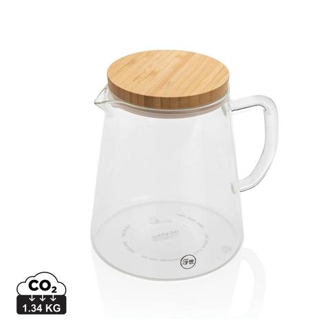 Carafe d'eau 1,2L en verre avec couvercle en bambou Ukiyo | Bouteille,verre pas cher