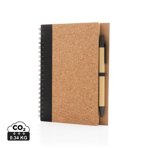 Cahier à spirales en liège avec stylo | Stylo,bloc-notes pas cher