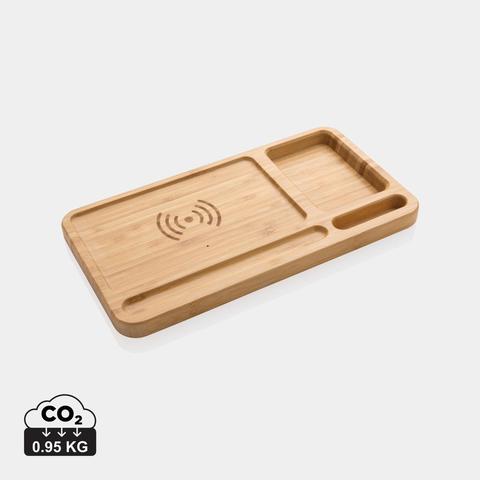 Organiseur de bureau en bambou avec chargeur 10W | Chargeur,support pas cher