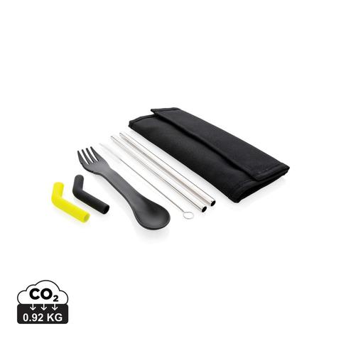 Set pailles 2 pcs et couverts Tierra | Cuisine pas cher