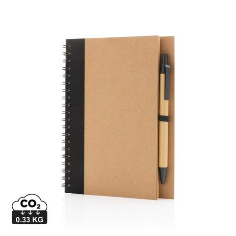 Cahier à spirales kraft avec stylo | Krokrodeal