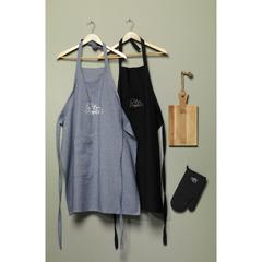 Vue Wolkat Taza Recycled Textile Apron tablier de couleur bleu| Krokrodeal
