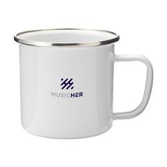 Vue Retro Silver Emaille Mug de couleur blanc| Krokrodeal