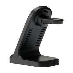 Vue Triple-Up RCS Recycled ABS Wireless Charger Stand de couleur noir| Krokrodeal