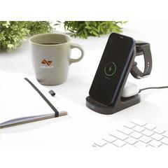 Vue Triple-Up RCS Recycled ABS Wireless Charger Stand de couleur noir| Krokrodeal
