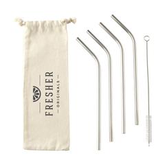 Vue Reusable 4 pieces ECO Straw Set paille acier inoxydable de couleur gris| Krokrodeal