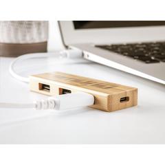 Vue Bamboo USB Hub de couleur marron| Krokrodeal