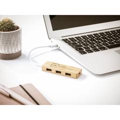 Vue Bamboo USB Hub de couleur marron| Krokrodeal