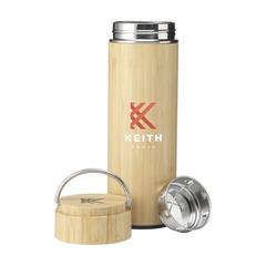 Vue Nikko 330 ml thermos en bambou de couleur marron| Krokrodeal