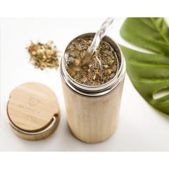Vue Nikko 330 ml thermos en bambou de couleur marron| Krokrodeal