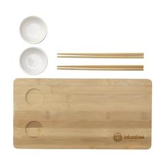 Vue Temaki Bamboo Sushi Tray ensemble cadeau de couleur marron| Krokrodeal