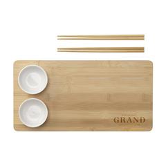 Vue Temaki Bamboo Sushi Tray ensemble cadeau de couleur marron| Krokrodeal