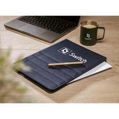 Vue Quincy Portfolio RPET A4 porte-documents de couleur bleu| Krokrodeal