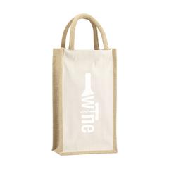 Vue Jute Canvas Double Wine Bag sac à vin de couleur beige| Krokrodeal