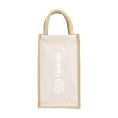Vue Jute Canvas Double Wine Bag sac à vin de couleur beige| Krokrodeal