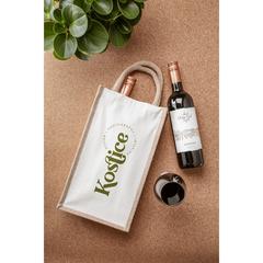 Vue Jute Canvas Double Wine Bag sac à vin de couleur beige| Krokrodeal