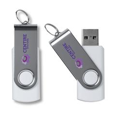 Vue Twist clé USB en stock 4 GB de couleur blanc| Krokrodeal