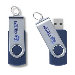 Vue Twist clé USB en stock 4 GB de couleur bleu| Krokrodeal