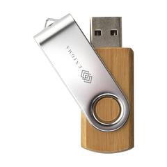 Vue Twist Bamboo en stock clé USB 32 GB de couleur marron| Krokrodeal