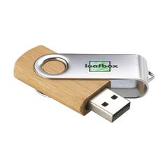 Vue Twist Bamboo en stock clé USB 32 GB de couleur marron| Krokrodeal