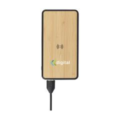 Vue Boru Bamboo RCS Recycled ABS Powerbank Wireless Charger de couleur noir| Krokrodeal