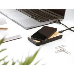 Vue Boru Bamboo RCS Recycled ABS Powerbank Wireless Charger de couleur noir| Krokrodeal