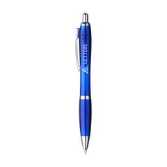 Vue Athos RPET stylo de couleur bleu| Krokrodeal