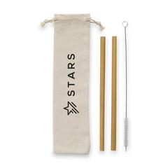 Vue ECO Bamboe Straw Set pailles en bambou de couleur marron| Krokrodeal
