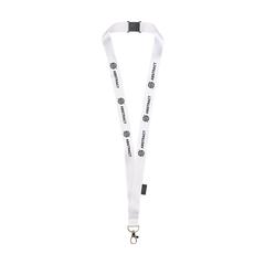 Vue Lanyard Safety RPET 2 cm tour de cou de couleur blanc| Krokrodeal