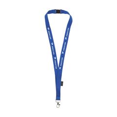 Vue Lanyard Safety RPET 2 cm tour de cou de couleur bleu| Krokrodeal