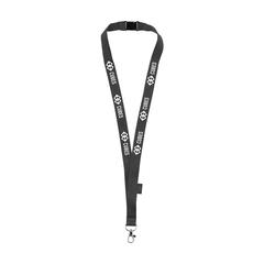 Vue Lanyard Safety RPET 2 cm tour de cou de couleur noir| Krokrodeal