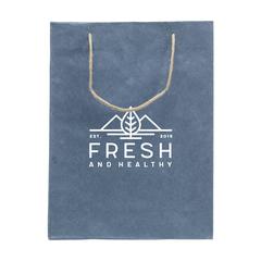Vue Leaf It Bag recyclé avec fibres de jeans (180 g/m²) L de couleur bleu| Krokrodeal